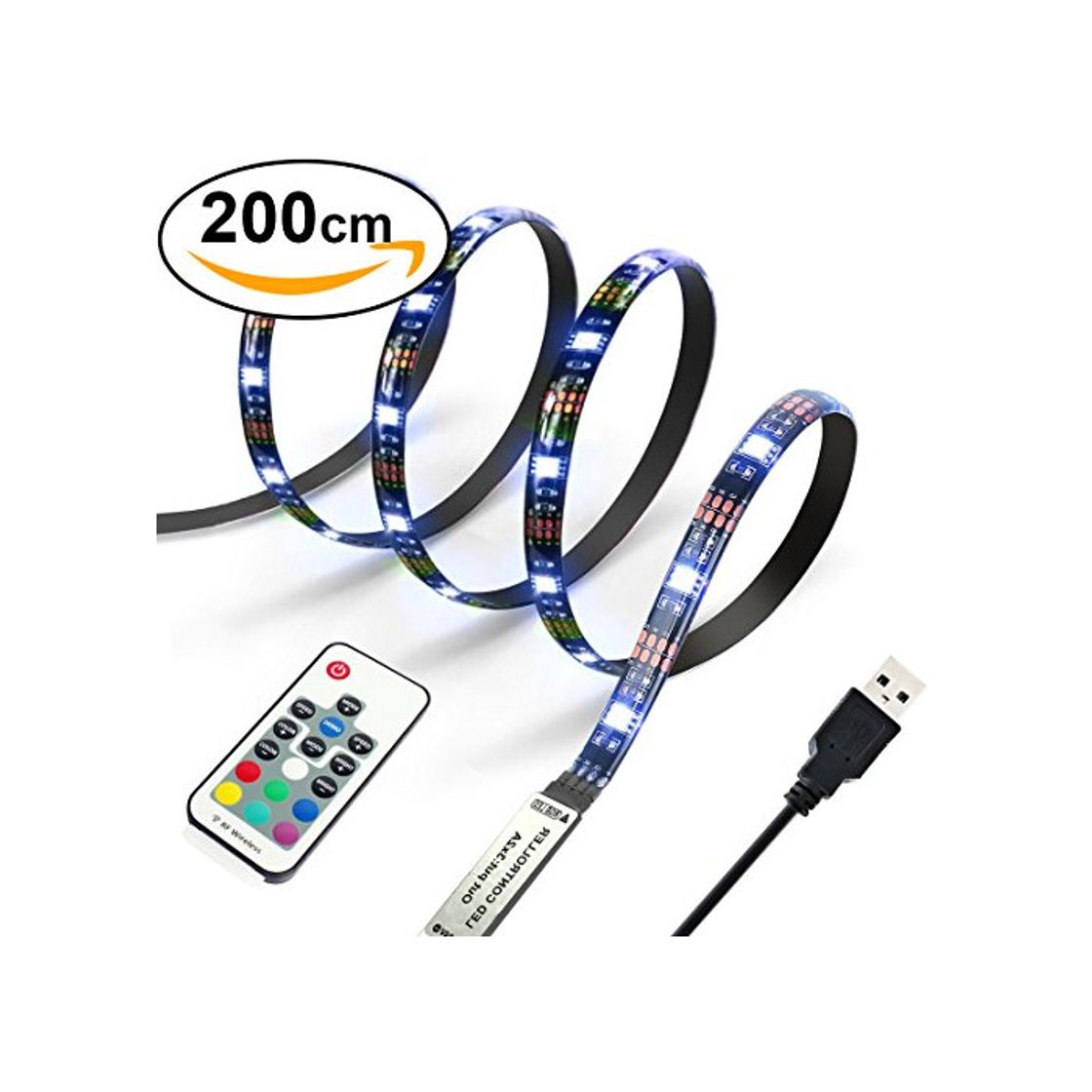Social Diyife 2M 60 Leds Retroiluminaci¨®n de TV 5050 RGB Bias Iluminaci¨®n para