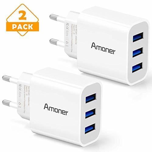 Electrónica Amoner Cargador USB de Pared con 3 Puertos Cargador USB 3A Una