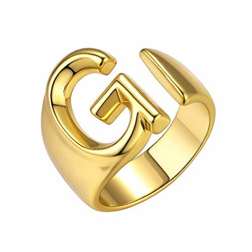 Places GoldChic Jewelry Anillo Abierto para Dama Letra Alfabeto G Charm Ring