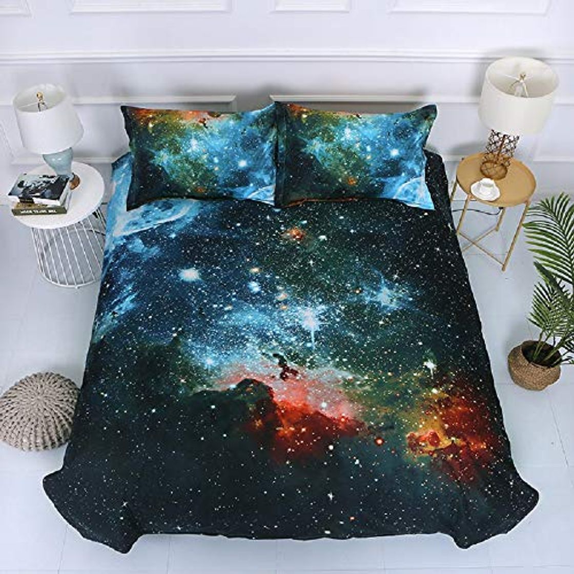 Product Juego de funda de edredón para cama de matrimonio, diseño de galaxia