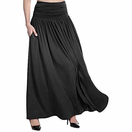 TOPKEAL Falda Larga de Cintura Alta para Mujer Falda Maxi de Color