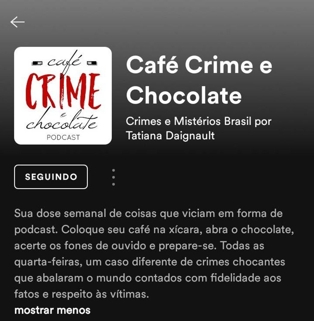 Moda Café crime e chocolate