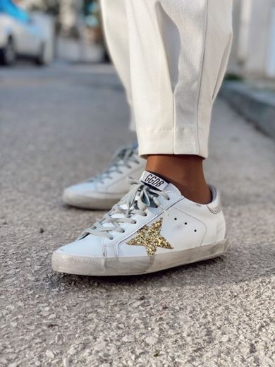 Super-Star sneakers with glitter star and heel tab
