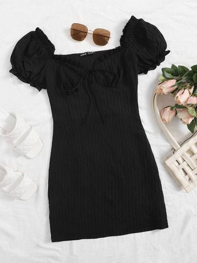 Vestido preto manga bufante 🖤