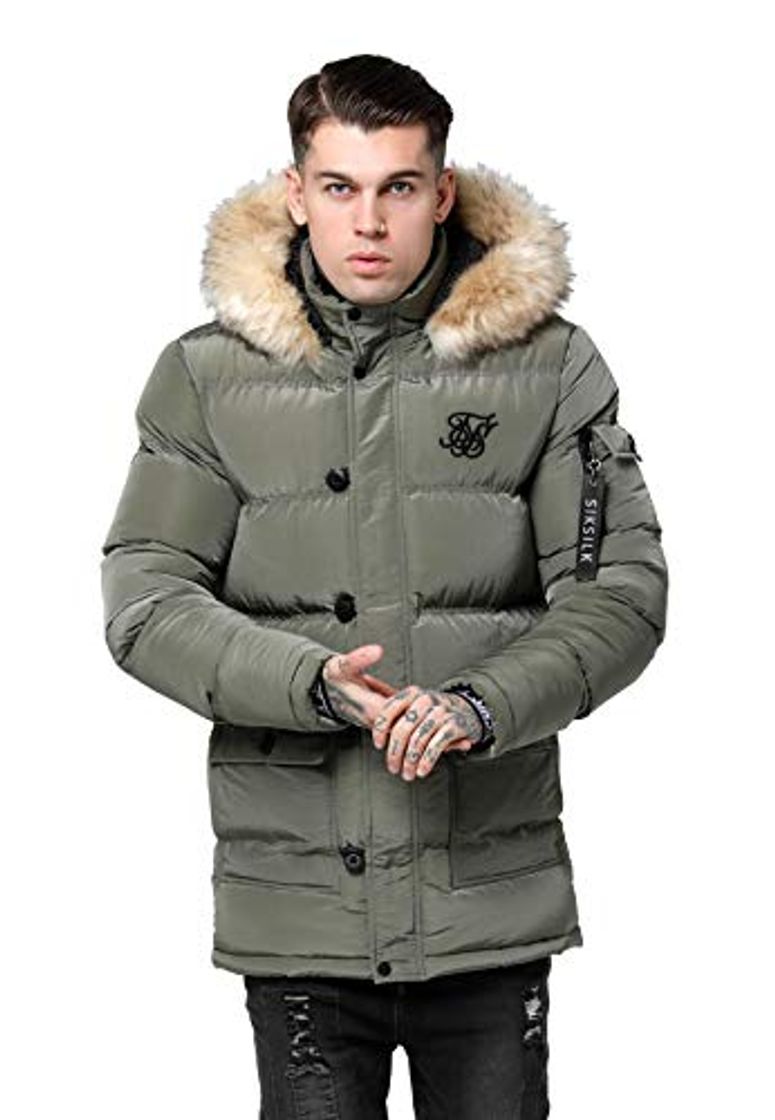 Product Sik Silk Parka Verde Khaki Hombre Acolchada con Pelo