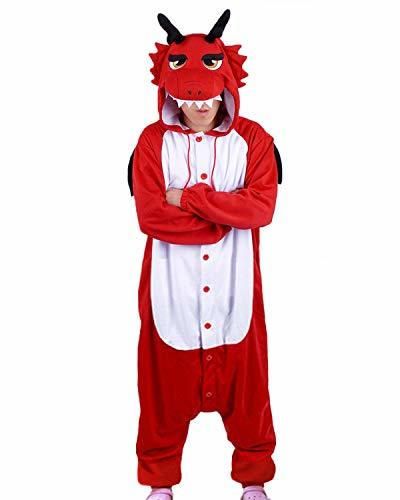 wotogold Pijama de Dragón Rojo Animal Trajes de Cosplay Adultos Unisex with