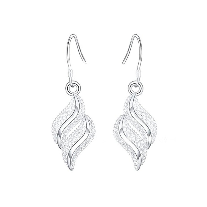 Fashion 1 par Pendientes pequeños de plata de las mujeres pendientes ondulados en