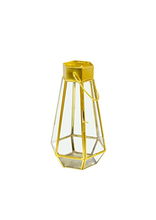 Lámparas y luz Vintage cristal linterna larga con marco de hierro decoración