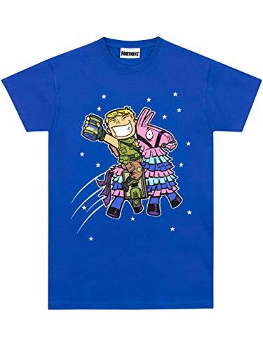 Moda Fortnite Camiseta de Manga Corta para niños Llama Azul 12-13 Años