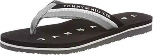 Tommy Hilfiger Tommy Loves NY Beach Sandal, Chanclas para Mujer, Negro