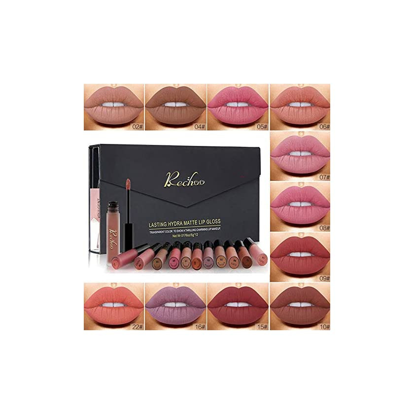 Social Rechoo 12 Pcs Barra de Labios Mate/Superstay Matte Pintalabios Maquillaje de Belleza