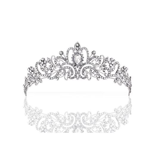 ZWOOS Diadema Corona Tiara Flor Cristal Diamante De Imitación Hairband para Fiesta