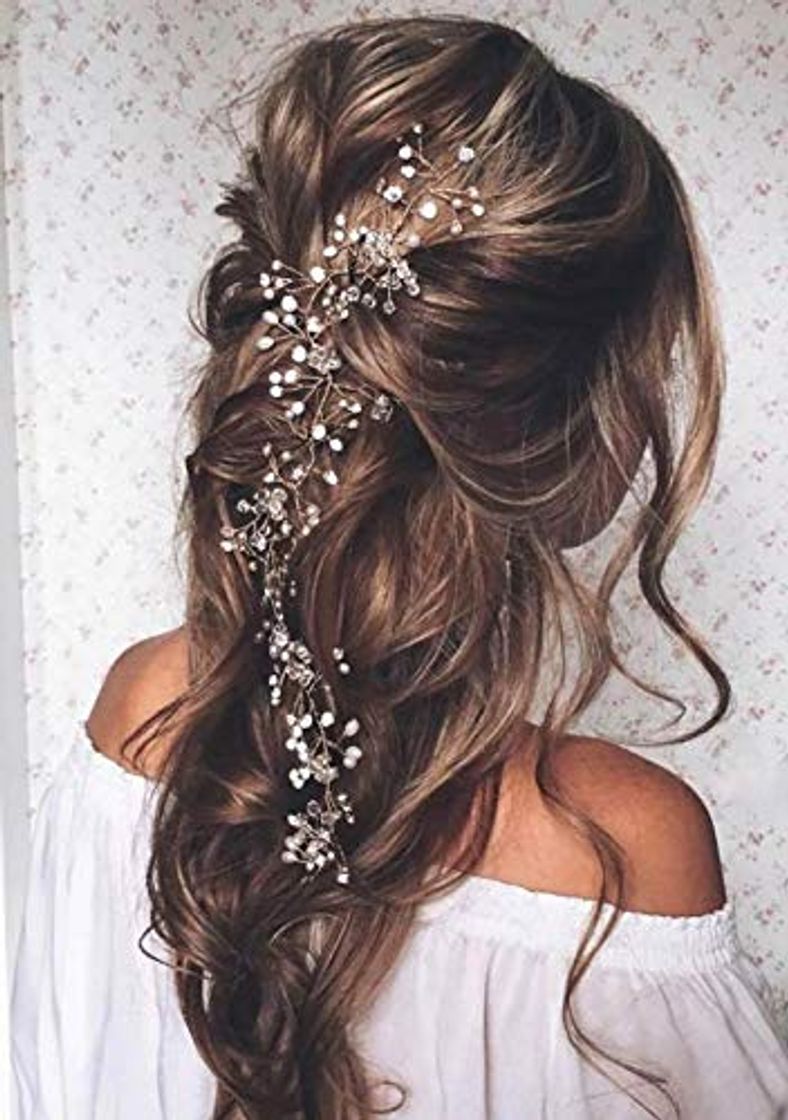 Social Unicra novia boda perla pelo vides cristal Babys aliento tocados boda accesorios