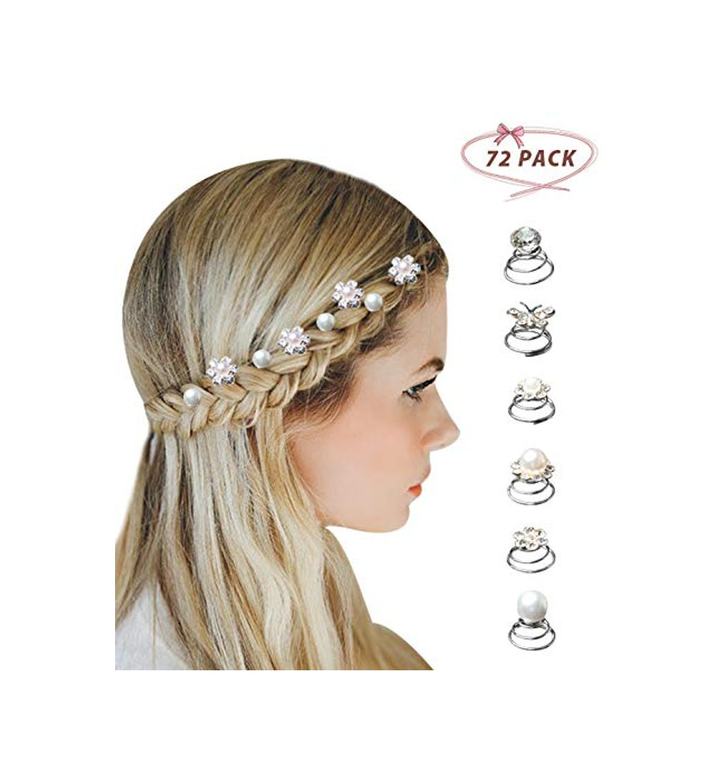 Social Surplex 72 pcs horquillas en espiral para el pelo con diamantes de