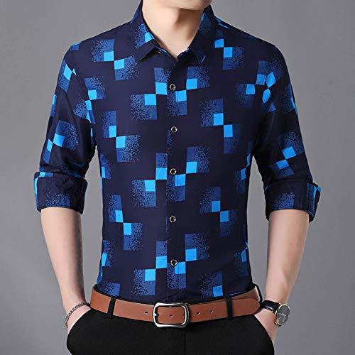 Productos MUMU-001 Camisas a Cuadros Hombres Otoño Botón Abajo Camisa Social Casual de