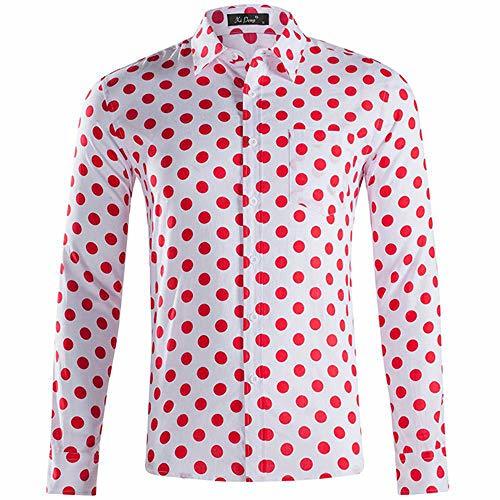 Social Loeay Camisa de Manga Larga Negra con Lunares Camisa de Vestir para