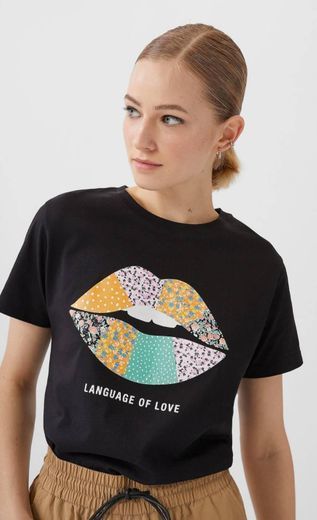 T-shirt language of love stradivarious 