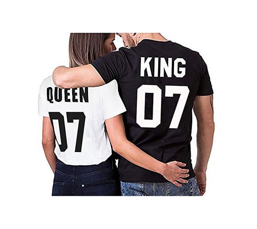 Camiseta par Partnerlook Juego King Queen para Parejas como obsequio S-4XL, Größe2