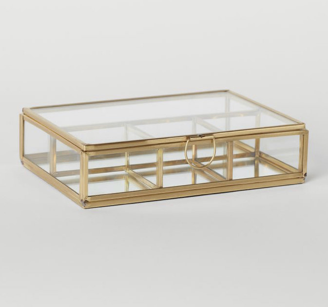 Producto Joyero en vidrio transparente - Dorado - HOME