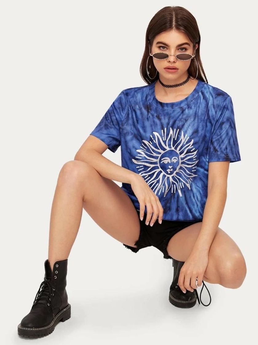 Moda Sun Graphic Tie Dye Tee