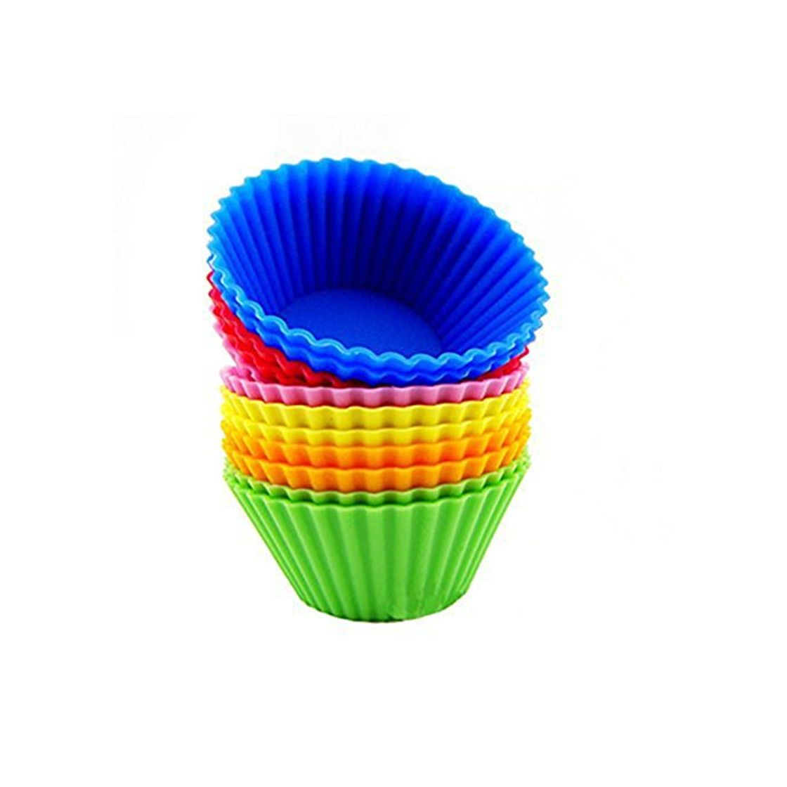 Products OUNONA 12pcs Silicone Baking Cups / Cupcake Liners Vibrant Muffin Molds in