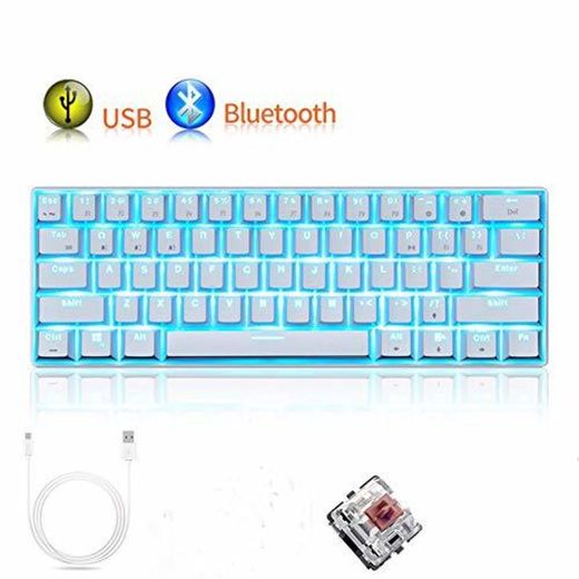 Teclado inalámbrico UrChoiceLtd® RK61 Cargador USB Bluetooth Retroiluminación LED Juegos Mecánicos Ergonómicos