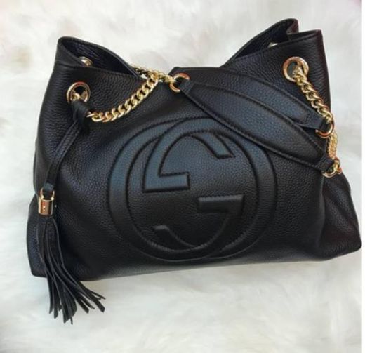 Bolsa de luxo Gucci Soho Shoulder Bag Grande Preta 

