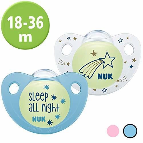 NUK 10177146 Trendline Night & Day - Chupete de silicona con efecto