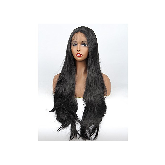 Social vvBing Black Hair Synthetic Lace Front Wig Long Udreamy Nautral Straight Glueless