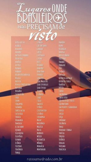 Lugares onde brasileiros não precisam de visto