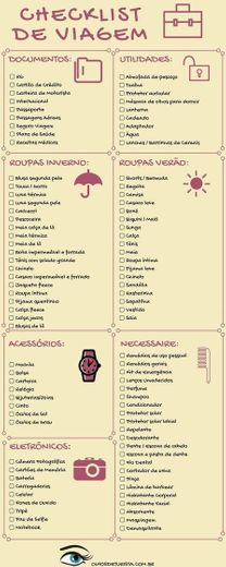 Lista para não esquecer nada quando for viajar