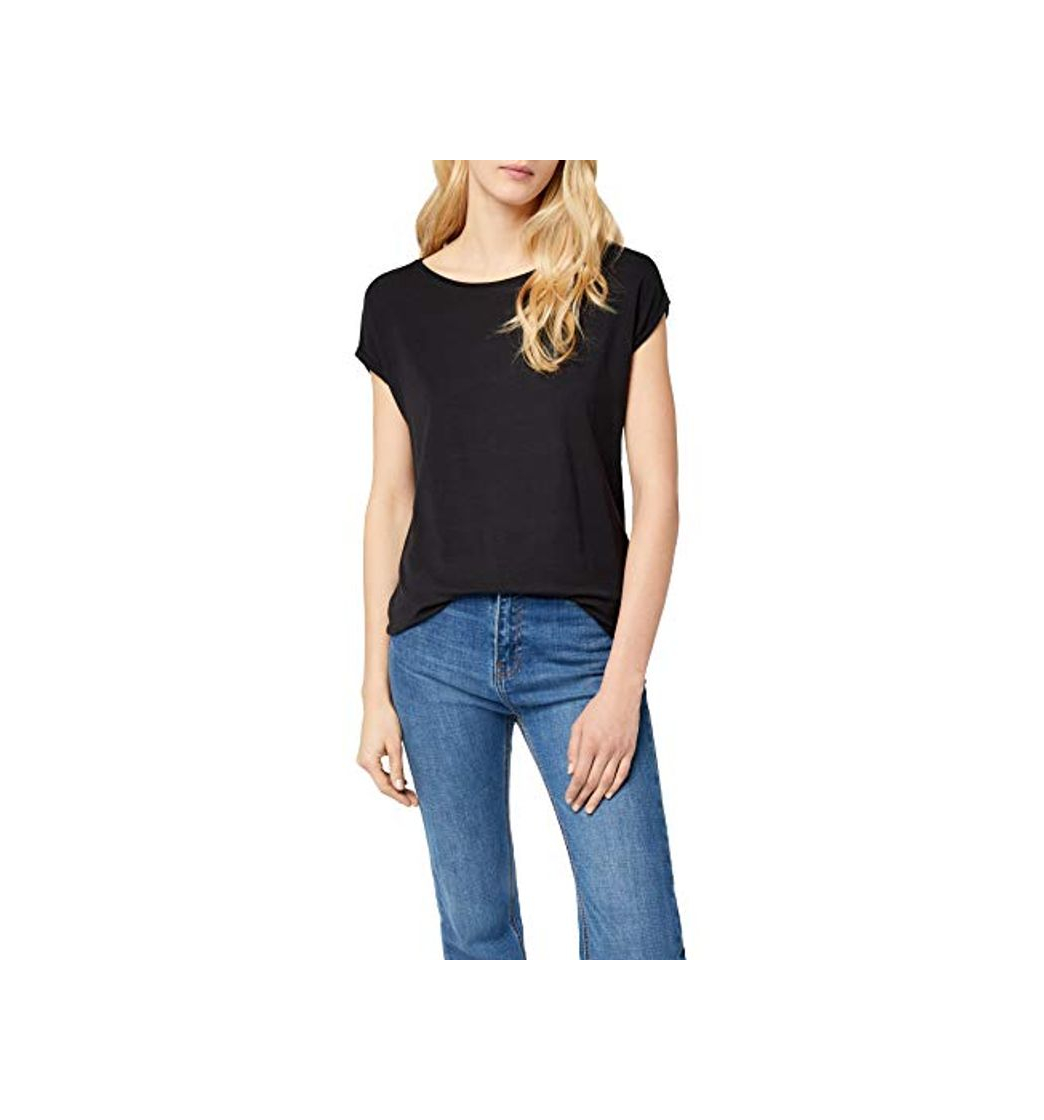 Moda VERO MODA Vmava Plain Ss Top Ga Noos, Camiseta para Mujer, Negro