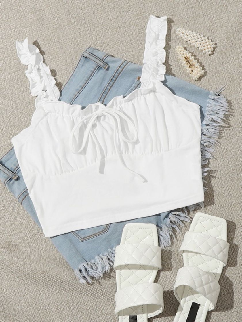 Fashion Top simples de babado