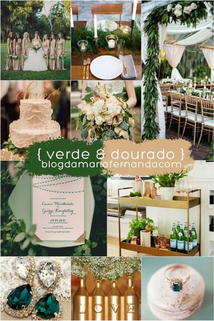 Moda Verde e dourado 