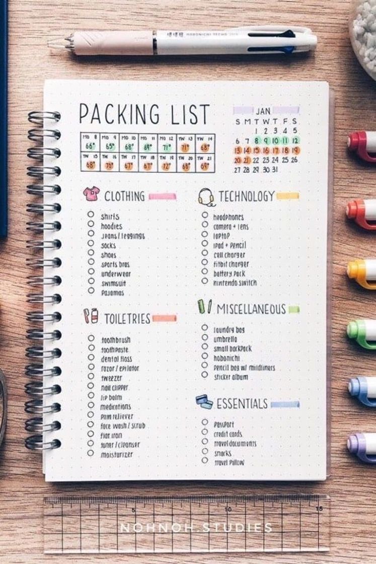 Moda Ideia de listas para o bullet journal 