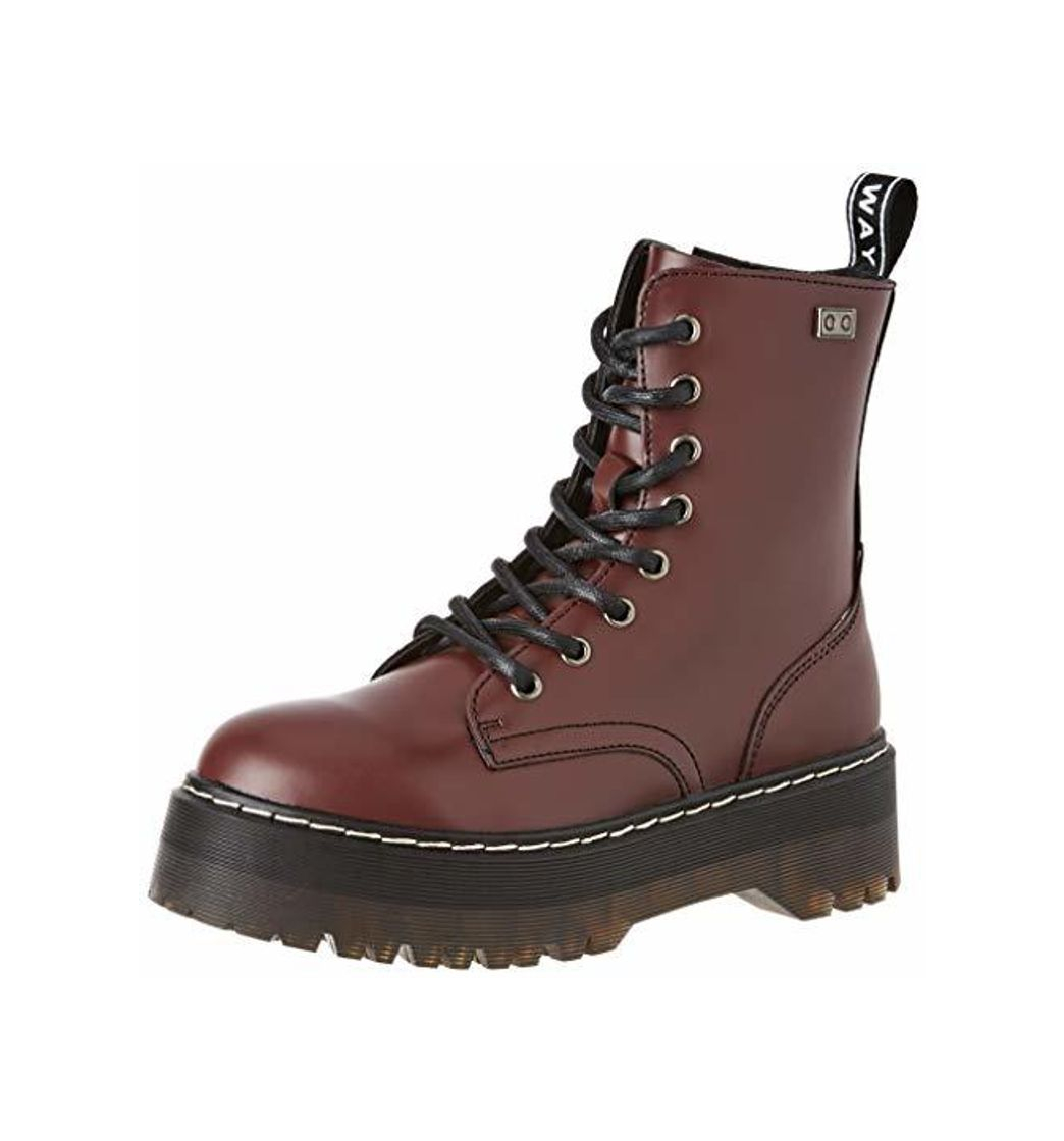 Fashion COOLWAY Abby, Botas Militares para Mujer, Rojo