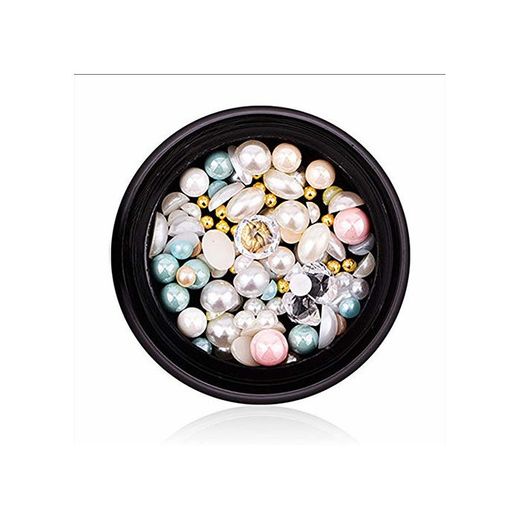 LAMEIDA Nail Glitter Set Mixed Decor Color perla Rhinestones Glitter Diamantes Bolas