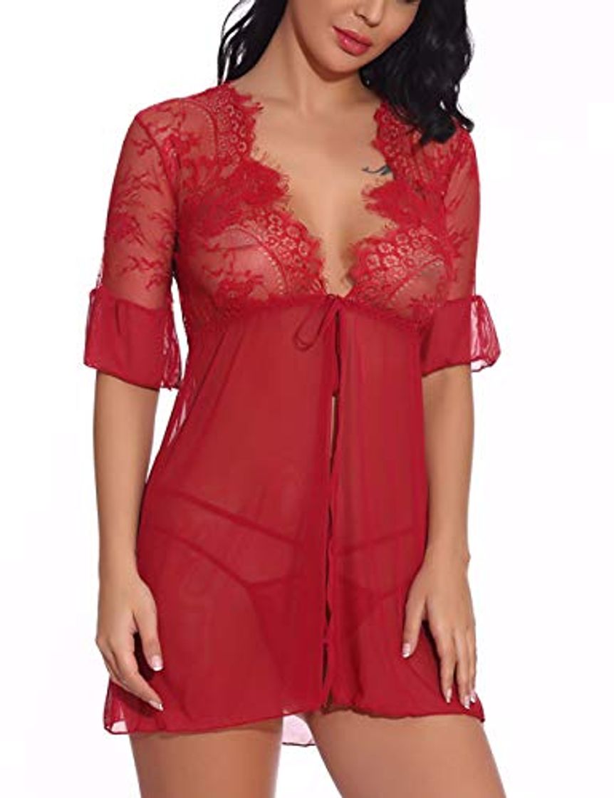 Product FeelinGirl Mujeres Baby Doll de Encaje Ropa Interior Sexy Transparente Conjuntos de