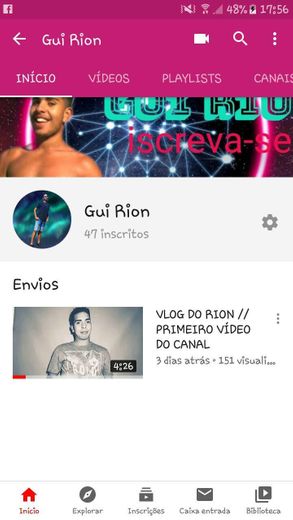 Meu CANAL no YouTube para seguir e ver vídeos