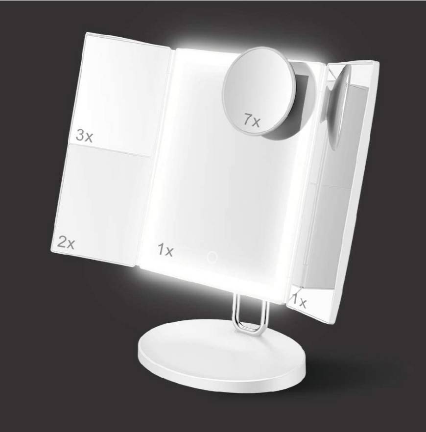 Social Espelho de Maquilhagem com leds e várias ampliações