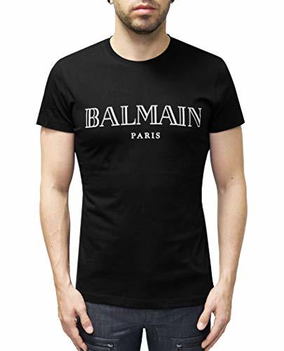 Social Balmain Paris Logo Estampado Camiseta Negra