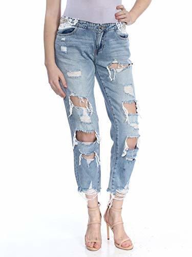 Guess Womens Tomboy Denim Light Wash Cropped Jeans Blue 28