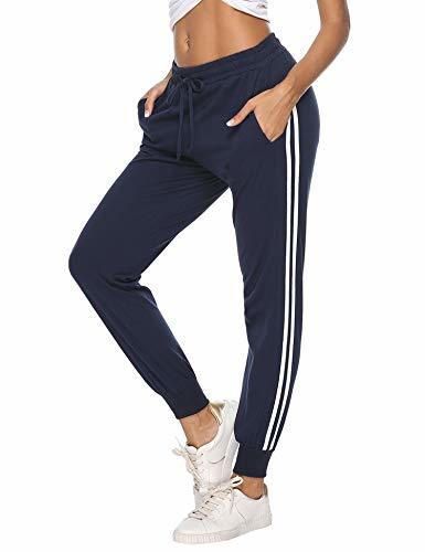 Aibrou 100% Algodón Pantalones Deportivos para Mujer Pantalones de Pijama Largos Primavera