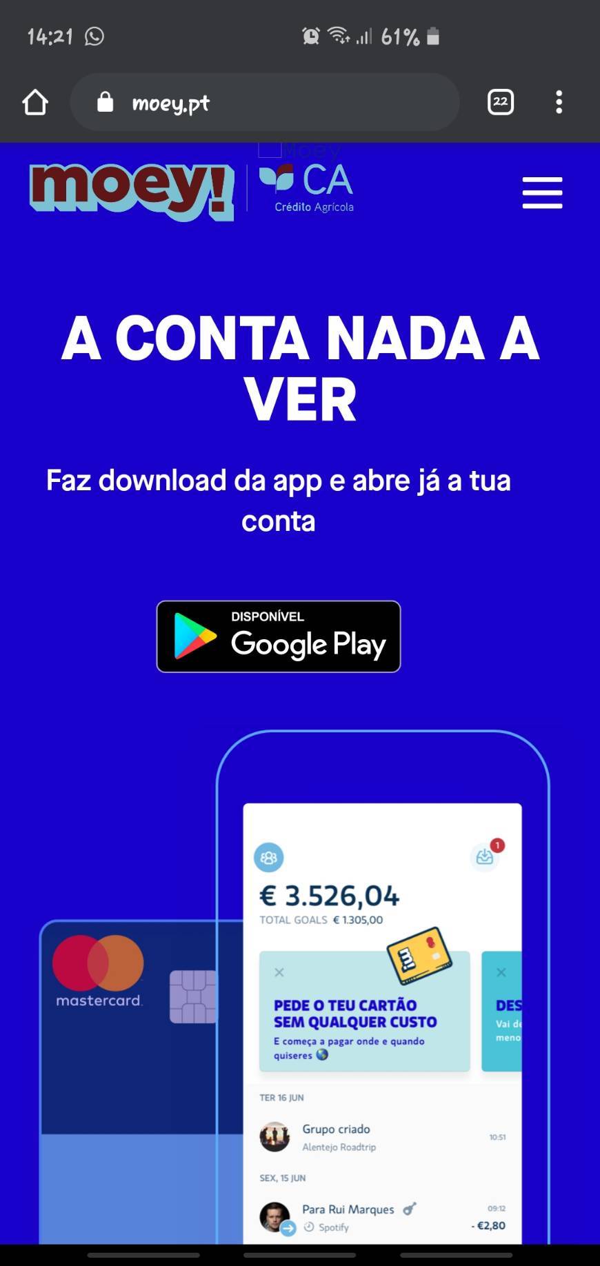 App Aplicação bancaria muito boa. Muito rapida para abrir conta.