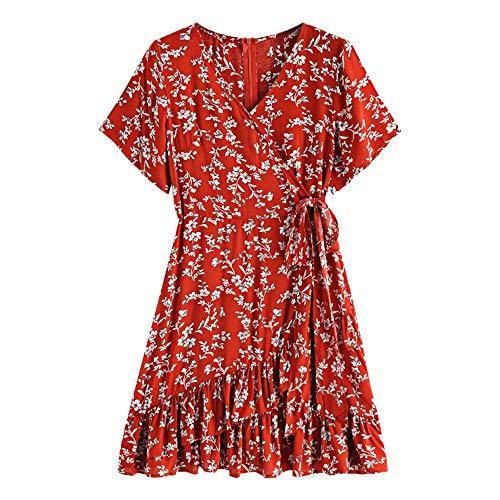 ZAFUL Mini Vestido de Manga Corta para Mujer Vestido de Vacaciones de