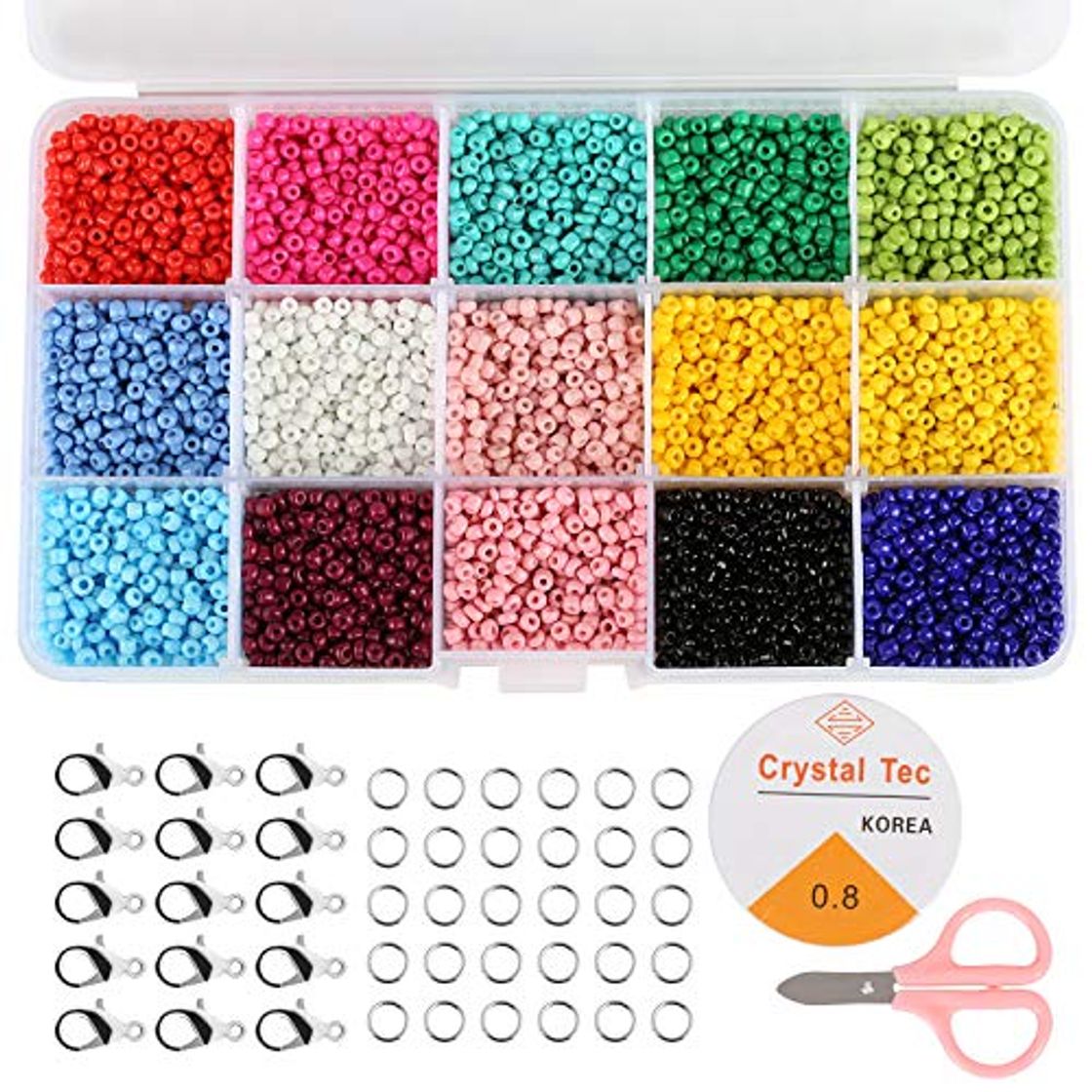 Social Naler 7500 Cuentas de Colores 3mm Mini Cuentas y Abalorios Cristal para