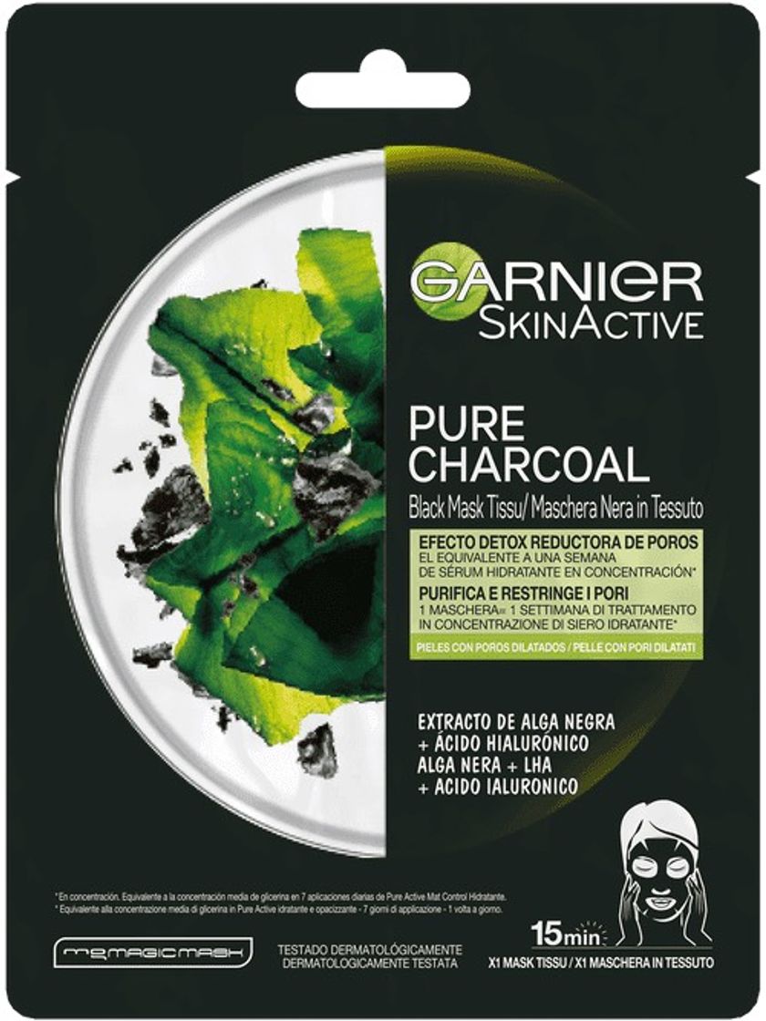 Fashion Mascarilla Facial Negra: Black Mask Tissu Pure Charcoal | Garnier