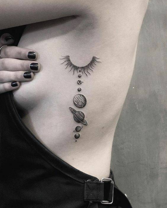 Fashion Tatuagem sistema solar 