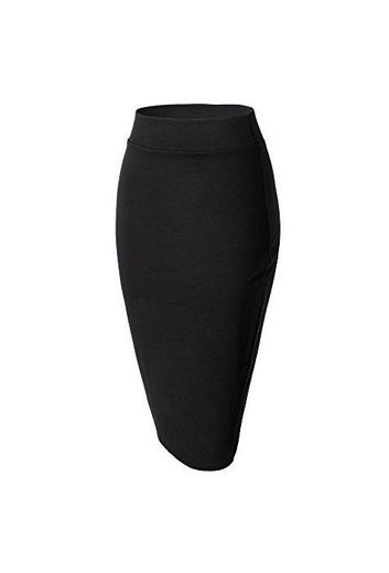 Urban GoCo Mujeres Falda Midi Lápiz Cintura Alta Elasticidad Bodycon Tubo Falda