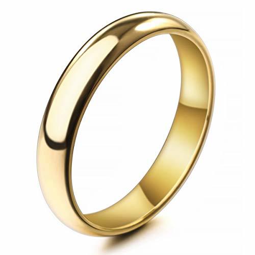 Social MunkiMix Ancho 4mm Acero Inoxidable Anillo Ring Banda Venda Oro Dorado Tono